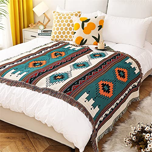 Homesy Aztec Throw Blanket Native Southwestern Bed Blankets 63"x87" Green - color: Green, size: 63"x87"
