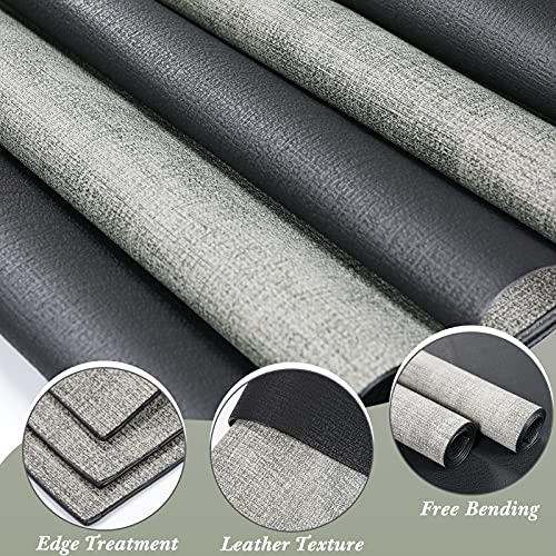 SUEH DESIGN Leather Placemats Table Mats Set of 6, Black & Gray - color: B:black & Gray