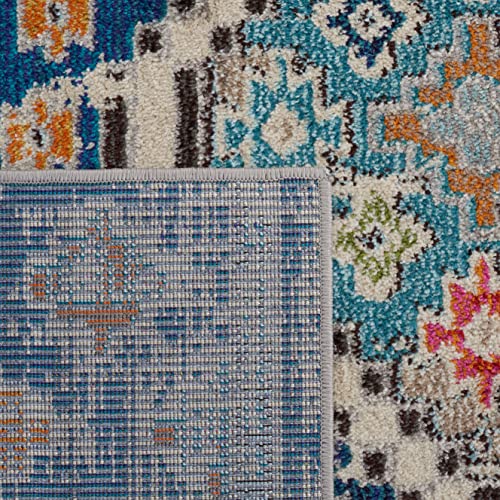 SAFAVIEH Madison Collection Runner Rug - 2' x 8', Navy & Beige, Boho Diamond Distressed Design, Non-Shedding & Easy Care, Ideal for High Traffic Areas in Living Room, Bedroom (MAD418M) - color: Navy/Beige, size: 2' x 8' (Runner)