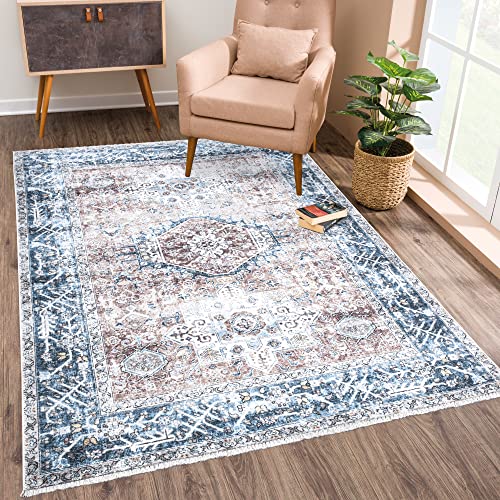Bloom Rugs Caria Washable Non-Slip 4x6 Rug - Coral Traditional Area Rug for Living Room, Bedroom, Dining Room, and Kitchen - Exact Size: 4' x 6' - color: Coral, size: 4' x 6' (Rectangular)