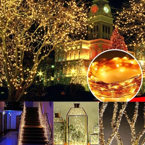 Joomer Solar Fairy Lights, 2-Pack Total 80FT 240LED Lights, Warm White - color: Warm White, size: 2*120LED