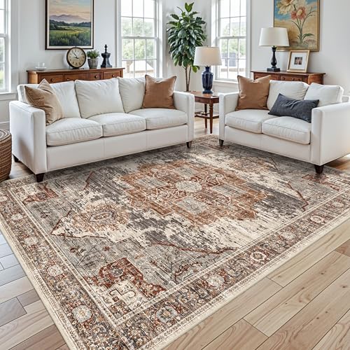 7x7 Square Area Rug for Living Room Bedroom Washable Non-Slip Soft Stain Resistant Carpets for Kitchen Dinning Room Office Indoor Home Decor 7x7 Brick - color: Brick, size: 7' x 7' (Square)