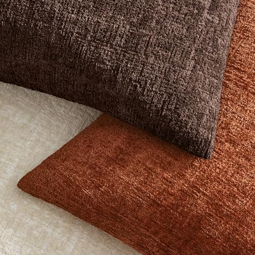 MIULEE Fall Couch Pillow Covers Textured Chenille 18x18 Beaver Fur - color: Beaver Fur, size: 18" x 18" (Pack of 2)