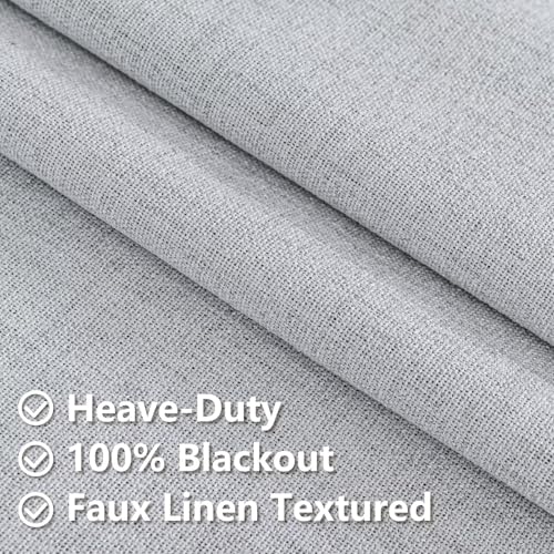 100% Blackout Curtains 84 inch Length Faux Linen (W52 x L84, White) - color: White, size: 52"W x 84"L (Pack of 2)