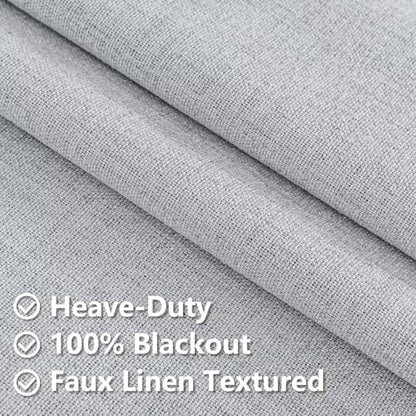 100% Blackout Curtains 90 inch Length Faux Linen (W37 x L90, White) - color: White, size: 37"W x 90"L (Pack of 2)