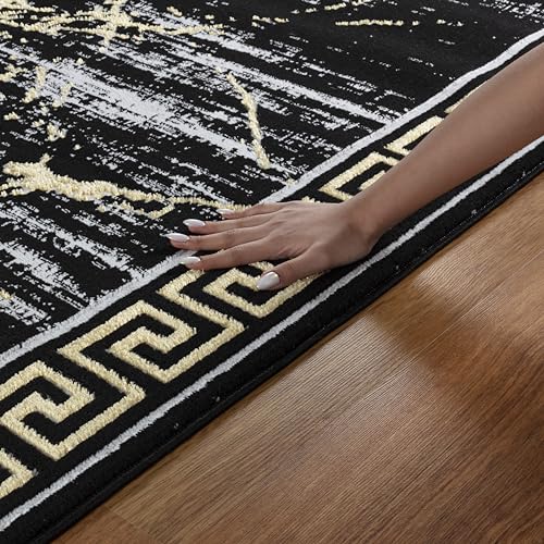 GLORY RUGS Area Rugs Marble 5X7 Black Gold Carpet Modern Abstract Rug Living Room Dining Bedroom Rug - color: Black, size: 5' x 7' (Rectangular)