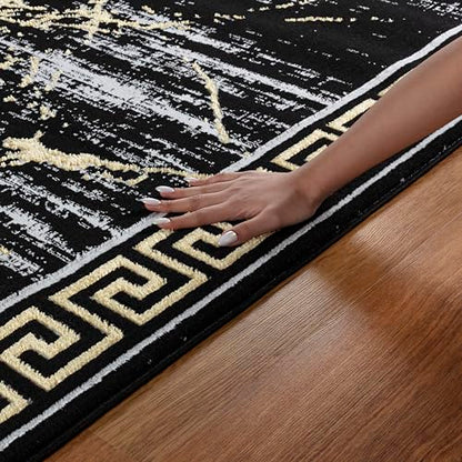 GLORY RUGS Area Rugs Marble 5X7 Black Gold Carpet Modern Abstract Rug Living Room Dining Bedroom Rug - color: Black, size: 5' x 7' (Rectangular)