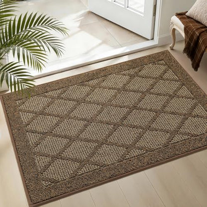 COSY HOMEER Non-Slip Door Mat 24"x36",Entryway Rugs Low Profile,Brown - color: Brown, size: 3' x 2' (Rectangular)