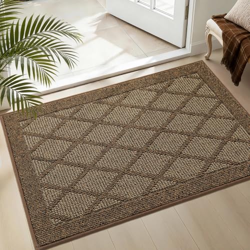COSY HOMEER Non-Slip Door Mat 24"x36",Entryway Rugs Low Profile,Brown - color: Brown, size: 3' x 2' (Rectangular)