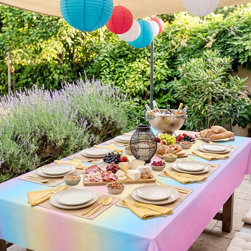 NatNarr 3 Pack Plastic Pastel Tablecloths, Disposable Princess Table Cloth - color: Rainbow
