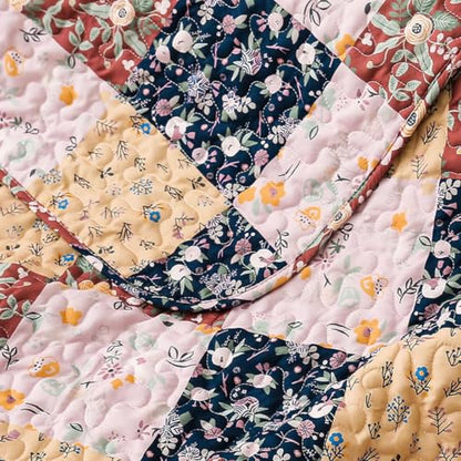 Exclusivo Mezcla 60"x 80" Boho Quilted Throw Blanket, Brown Quilt Throw - color: Floral Brown, size: 60 x 80 inch