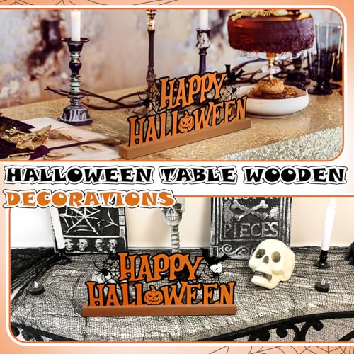 Yaocom Happy Halloween Metal Table Sign 13.78 Inch with Wooden Base Decor - style: Halloween