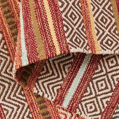 SAFAVIEH Montauk Collection Accent Rug - 3' x 5', Rust & Multi, Handmade Boho Stripe Fringe Cotton, Ideal for High Traffic Areas in Entryway, Living Room, Bedroom (MTK901D)
