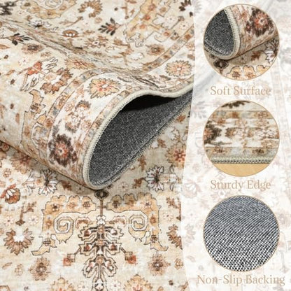 Machine Washable Hallway Runner Rug: 2'x6' Kitchen Rugs - color: Beige /Khaki/Multi, size: 2' x 6' (Rectangular)