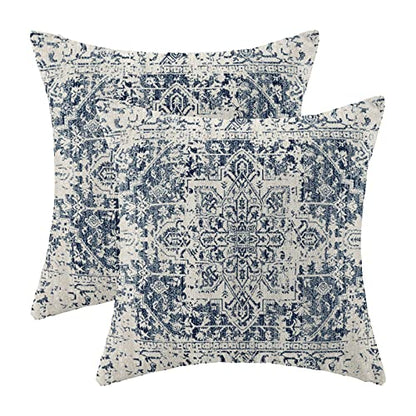 Blue White Ethnic Design Boho Pillow Covers 18x18 Set of 2 - color: Boho-1, size: 18" x 18" (Pack of 2)
