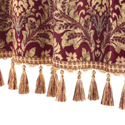 Loom and Mill Luxury Damask Valances for Windows, Burgundy Red, 54"x18" - color: Lafaye-burgundy Red