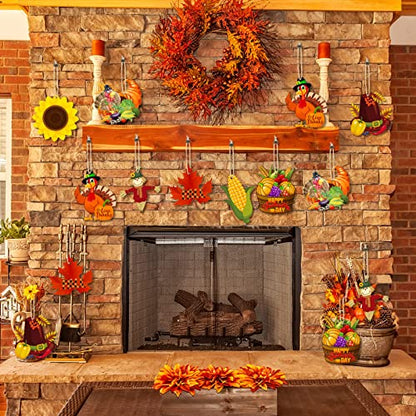 Bucherry 40 Pieces Fall Thanksgiving Wood Ornaments for Tree,Cute Style - style: Cute Style