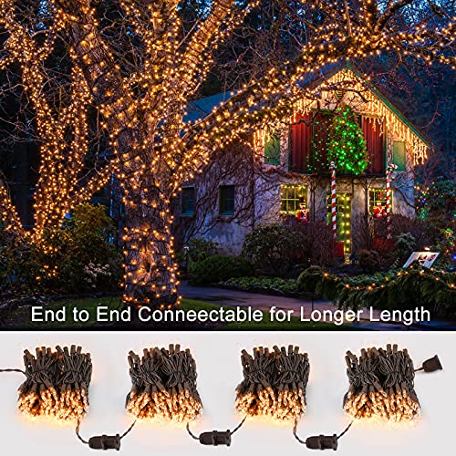 ODEETRONIC Clear Christmas String Lights, 69.6 ft 300 Count Incandescent - color: Warm White-Brown Wire, size: 300 Count Incandescent