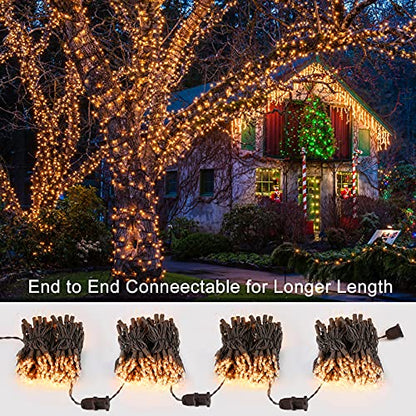 ODEETRONIC Clear Christmas String Lights, 69.6 ft 300 Count Incandescent - color: Warm White-Brown Wire, size: 300 Count Incandescent