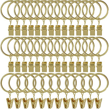 LLPJS Curtain Rings with Clips, 1.26 inch ID, 40 Pack, Gold - color: Gold, size: 1.26" I D Set of 40