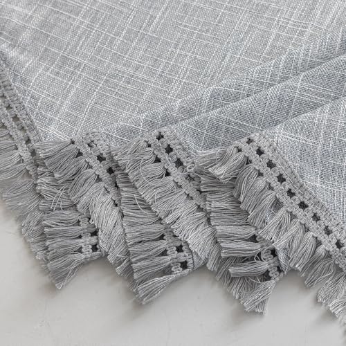 Beda Home Tassel Linen Textured Swag Curtain Valance, Grey, 36 x 45 in - color: Grey, size: 36"W x 45"L (Pack of 2)