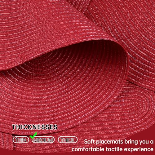 Placemats Set of 6, Woven Oval Braided Dining Table Mats(Red) - color: Red, size: 6 pcs