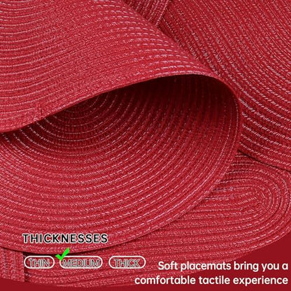 Placemats Set of 6, Woven Oval Braided Dining Table Mats(Red) - color: Red, size: 6 pcs