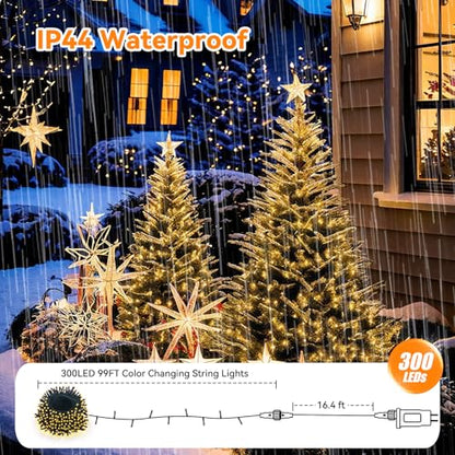 LitHome Color Changing Christmas String Lights with Remote, 99Ft 300 LED - color: Green Wire, size: 300LED / 99FT