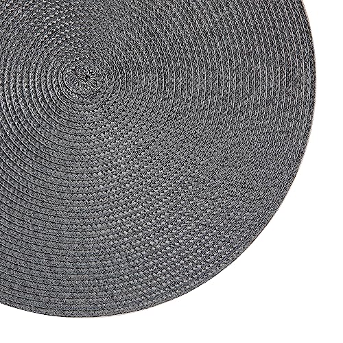 Round Placemats, Crossweave Heat Resistant Classic Woven Round Place Mats Diameter 13.5 inch for Kitchen Table Set of 6 (Dark Gray) - color: Dark Gray