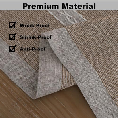 Gernaice Boho Table Runner, Rustic Cotton Linen Farmhouse Table Runners for Dresser End Coffee Table Home Decor, 24" L X 13" W Brown - size: 13" X 24", style: Brown Striped