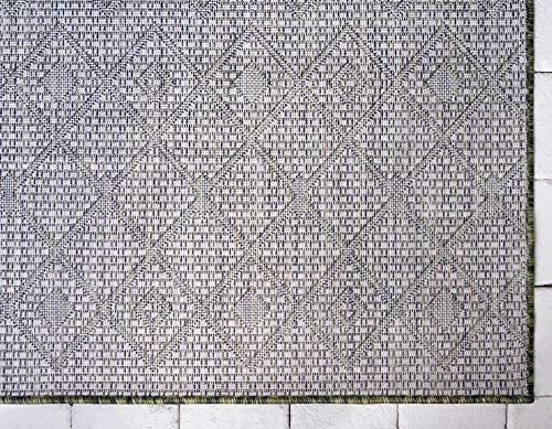 Unique Loom Outdoor Trellis Collection Area Rug - Tribal Trellis (2' x 6' 1" Runner, Green/ Natural) - color: Green/Natural, size: 2' x 6'1" (Runner)
