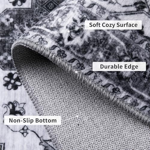 Ciicool 2x6ft Runner Rug,Small Throw Runners for Hallway Kitchen Entryway - color: Grey/Black, size: 2' x 6' (Runner)