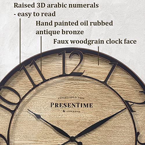 Presentime 21" Farmhouse Series Wall Clock - color: Oil Rubbed Bronze, size: 21 inch