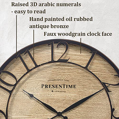 Presentime 21" Farmhouse Series Wall Clock - color: Oil Rubbed Bronze, size: 21 inch