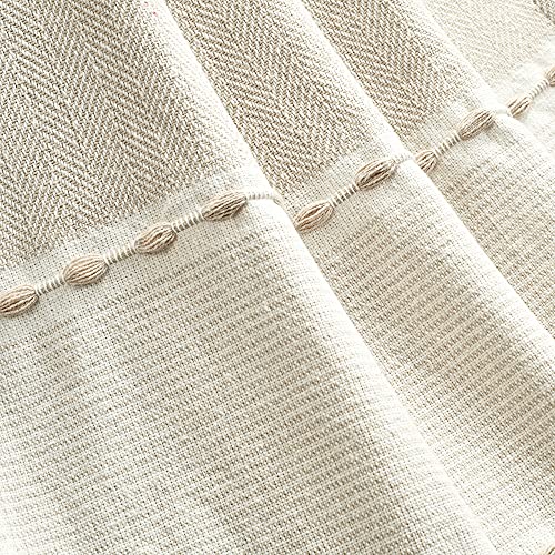 Lush Decor Herringbone Stripe Woven Tassel Yarn Dyed Cotton Throw Blanket 50" W x 60" L Neutral & White - Striped Throw Blankets - Beige Couch Blanket - color: Neutral & White