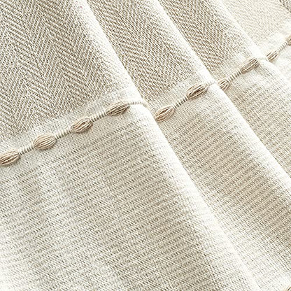Lush Decor Herringbone Stripe Woven Tassel Yarn Dyed Cotton Throw Blanket 50" W x 60" L Neutral & White - Striped Throw Blankets - Beige Couch Blanket - color: Neutral & White