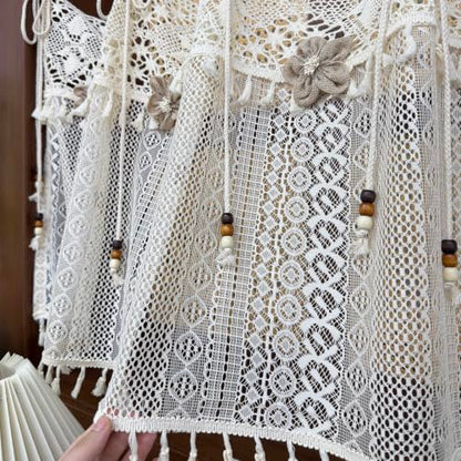 Boho Crochet Lace Sheer Curtain Valance for Window Kitchen Doorway Entryway - size: 43"W x 20"L (Pack of 1)