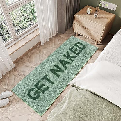 Zeeinx Get Naked Bath Mat Cute Bathroom Rugs Sage Green Bath Mat 18”x47” - color: Sage Green, size: 1'6" x 3'11" (Rectangular)