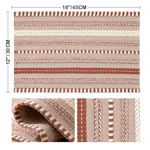 Artoid Mode Caramel Woven Braided Stripe Placemats Set of 4-12x18 Inch - color: Caramel, size: 12" x 18", 4 Pcs
