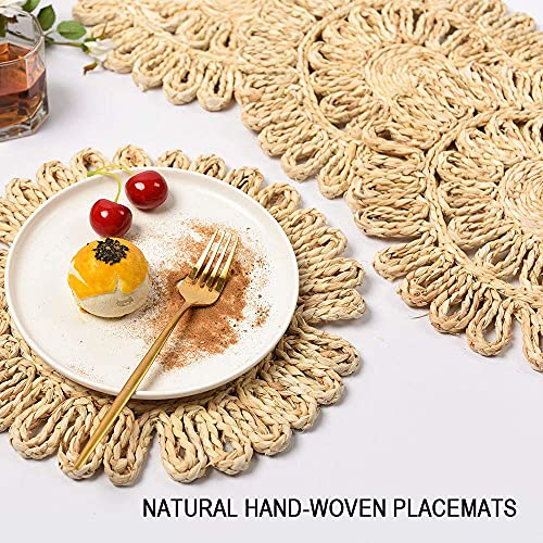 IcosaMro11.8 Inch Boho Round Woven Placemats for Dining Table Set of 6 - color: Style a -11.8 Inch, Pack of 6