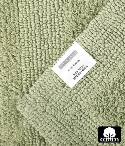 COTTON CRAFT 2 Pack Reversible Bath Mat Rug - Luxurious 17x24 Sage Green - color: Sage, size: 17x24 Inches