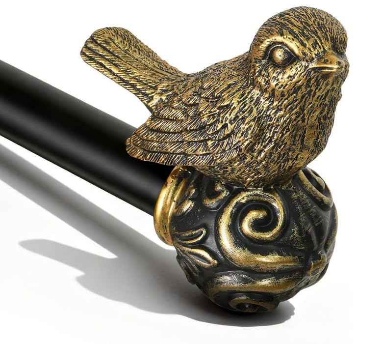 Curtain Rods for Windows 84-120 Inch, Gold Curtain Rod with Bird Finials - size: 84-120