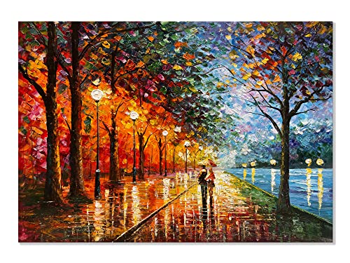 Alenoss Abstract Canvas Paintings 3D Modern Oil Paintings on Canvas 28x40 Inches Contemporary Colorful Wall Art Romantic Couples Blue Artwork for Home Decorations - color: AL-C01
