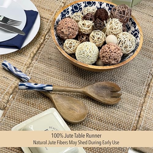 Chardin Home 13x36 Inch Handcrafted Table Runner – Eco-Friendly Natural Jute and Hemp – Rustic Boho Farmhouse Table Decor – Sustainable Dining Table Accent for Everyday or Special Occasions - size: 13x36 Inch.
