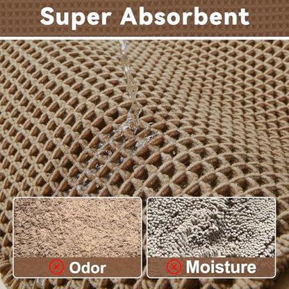 Triohero Waffle Bath Mat, Boho Bathroom Rugs Non Slip Washable, 24x36 Khaki - color: Khaki, size: 2' X 3' (Rectangular)
