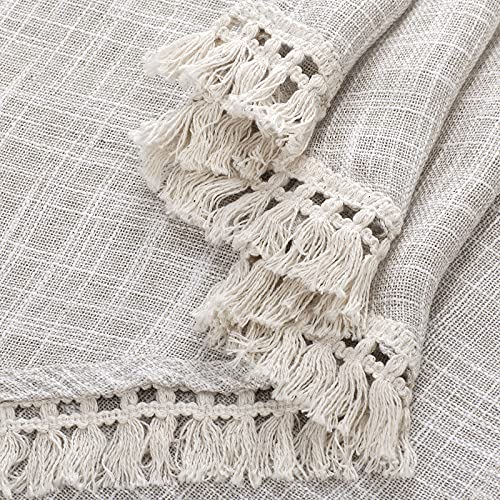 Beda Home Tassel Linen Textured Swag Curtain Valance, Nature, 36 x 45 in - color: Nature, size: 36"W x 45"L (Pack of 2)
