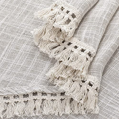Beda Home Tassel Linen Textured Swag Curtain Valance, Nature, 36 x 45 in - color: Nature, size: 36"W x 45"L (Pack of 2)