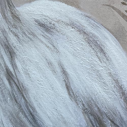 Eonzeun Framed Textured Canvas Wall Art, 24x24 Inch Wabi-Sabi Neutral Tone Egret Painting for Living Room, Dining Room, Office - color: Egret-1, size: 24"L x 24"W