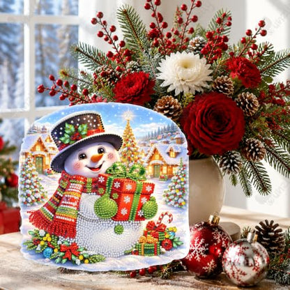 Yunzlly Stand Up Diamond Art Painting Kit, Desktop Gem Painting Ornament Kit for Adults, Tabletop Acrylic Diamond Board Painting (Christmas Snowman) - color: Christmas Snowman