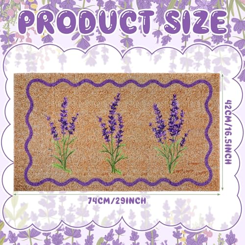 Dunzy Lavender Door Mat Outdoor Purple Floral Rug with Rubber Backing - style: Lavender